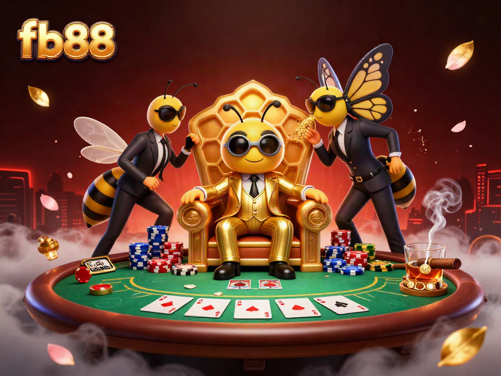 Experience thrilling poker action at fb88 with a vibrant, dynamic casino scene featuring unique characters.