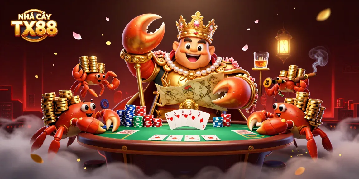 Experience thrilling play at NHÀ CÁI TX88 with vibrant poker action amidst golden treasures.