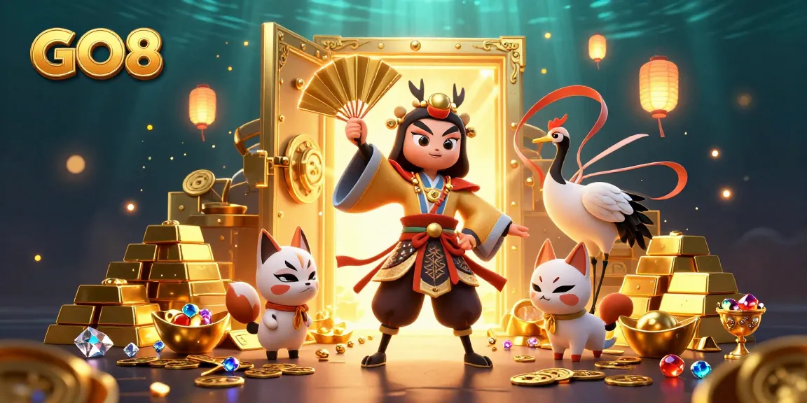 Engage with GO8's thrilling casino adventures amid dazzling treasures and vibrant characters.