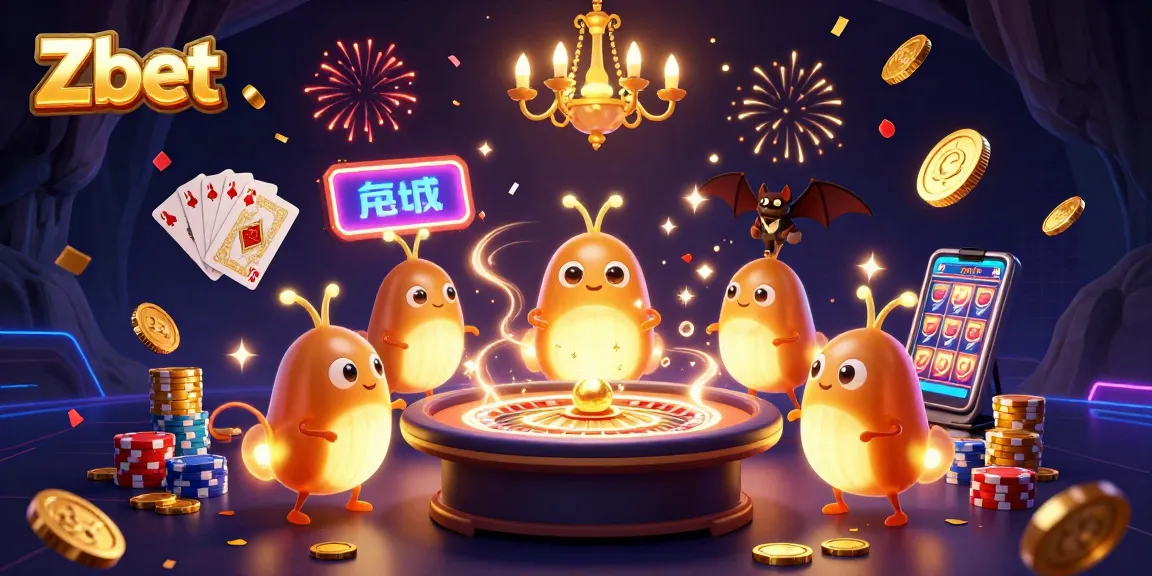 Zbet offers an exciting casino experience with vibrant glowworms and action-packed games in a neon-illuminated setting.