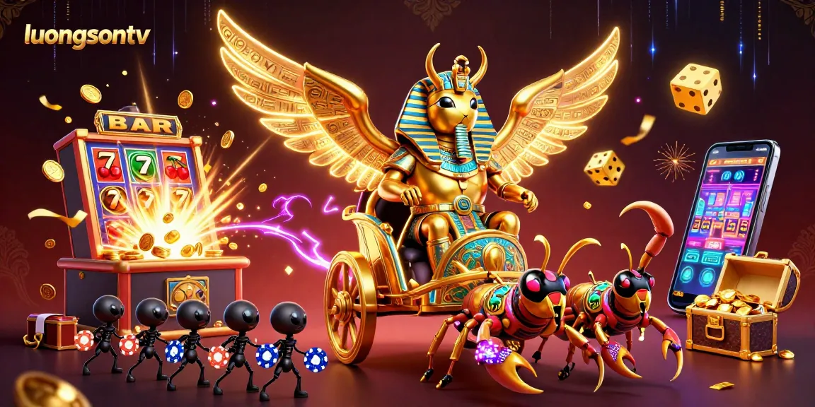 Experience gaming excitement with luongsontv’s dazzling treasure scene filled with a winning slot machine.