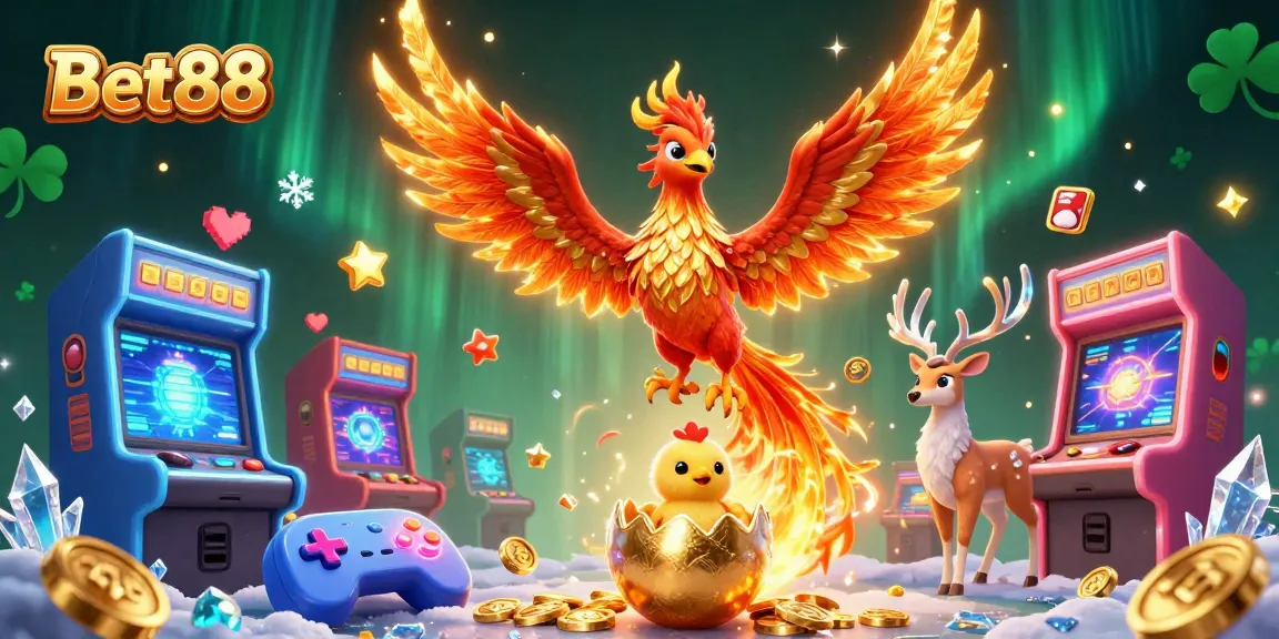 Experience thrilling adventures with Bet88 in this vibrant 3D illustration of casino and gaming excitement.