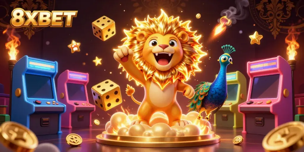 Experience thrilling gaming adventures with 8XBET's vibrant casino atmosphere and engaging characters.