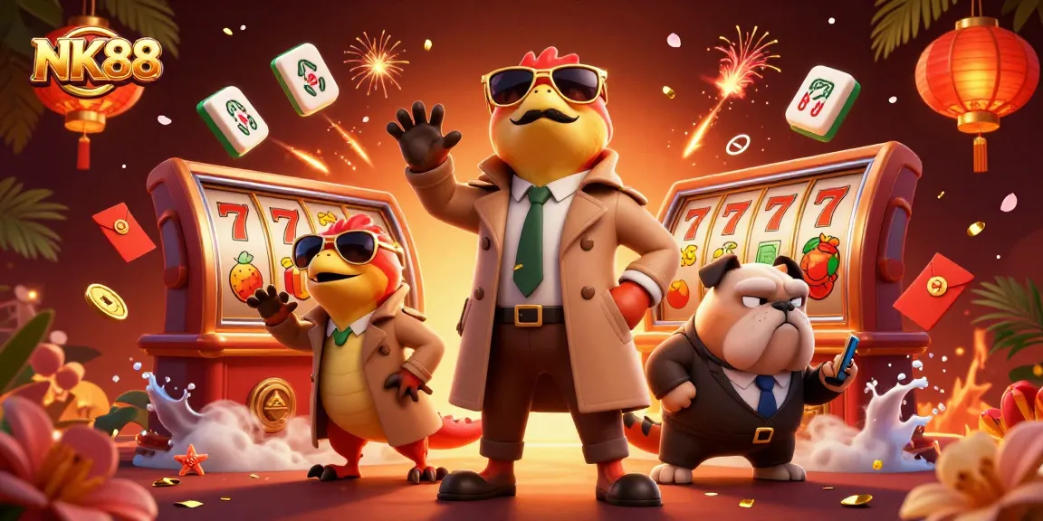Join NK88 for thrilling casino adventures with raptors attempting to enter a VIP lounge.